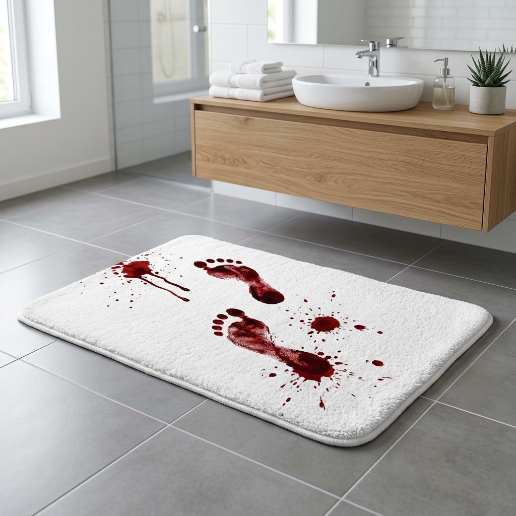 Alfombra de baño de Halloween «Huellas de sangre»